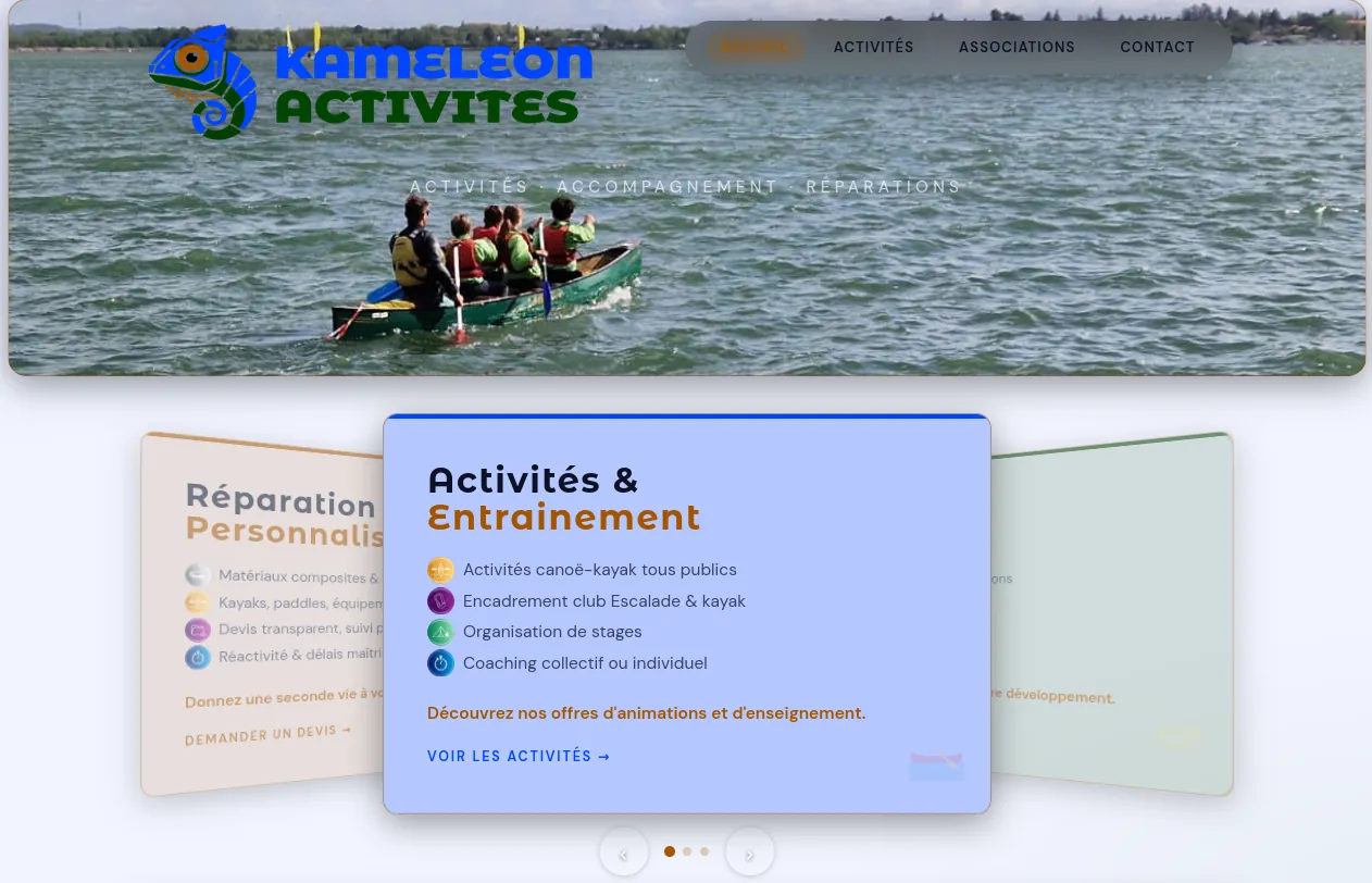 Aperçu du site Kameleon Activités